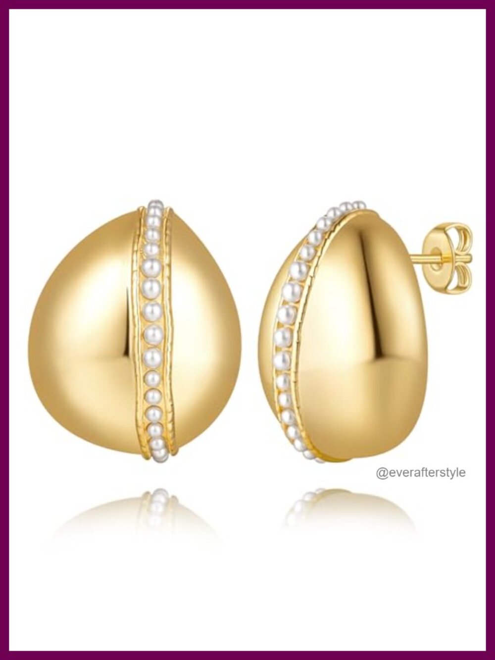 14K Gold Plated Hoop Earrings 25mm Teardrop Women